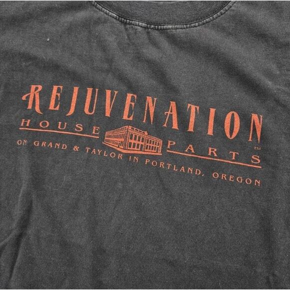 Vtg 90s Rejuvenation Portland Local House Parts Store T Shirt Black Small - Picture 3 of 5